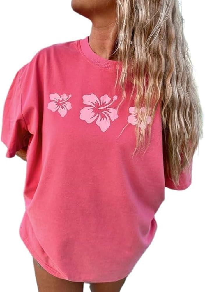 Women Teens Girl Oversized Graphic Shirts Short Sleeve Floral Baggy Tees Y2K Cute Aesthetic Summe... | Amazon (US)