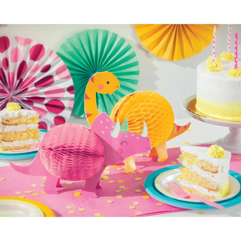 Girl Dinosaur Party Centerpiece Pink Dinosaur Decor, Girl Dinosaur Birthday, Party Decoration, Gi... | Etsy (US)
