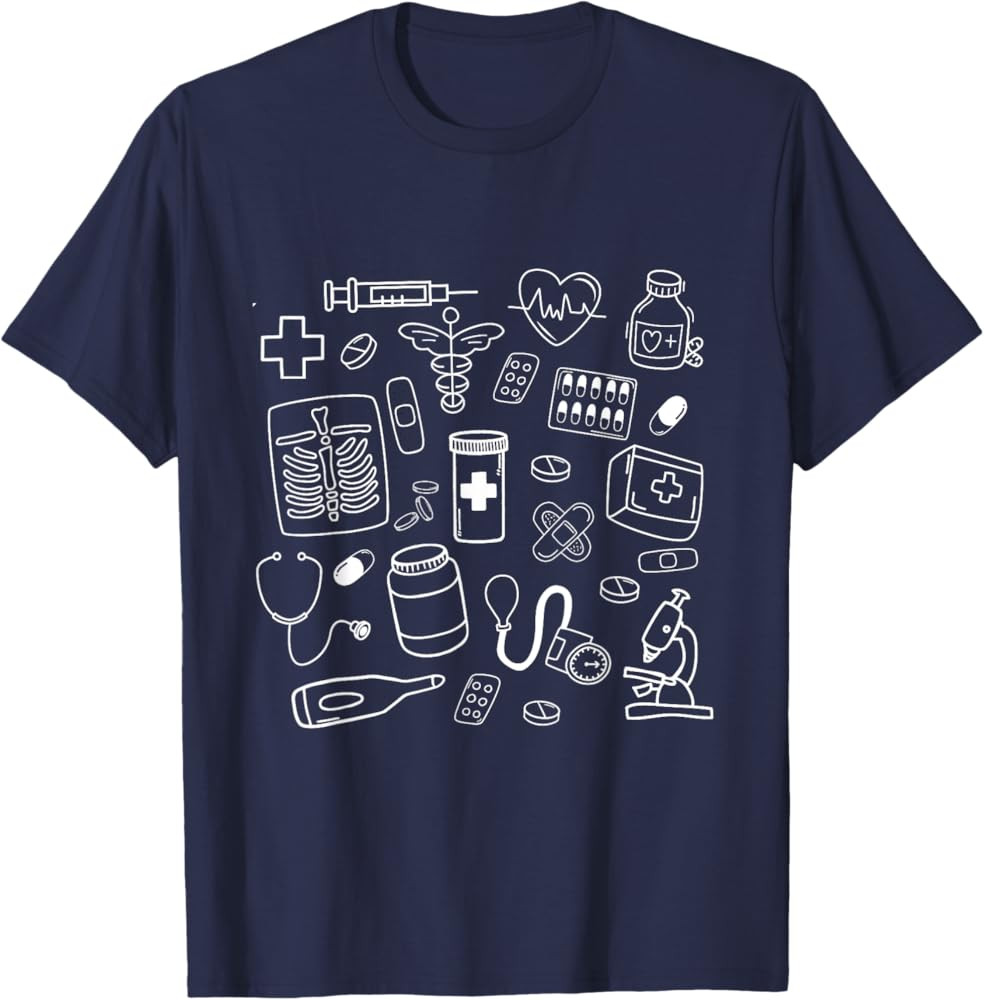 Medical Doodles Nurse Healthcare Profession Women T-Shirt | Amazon (US)