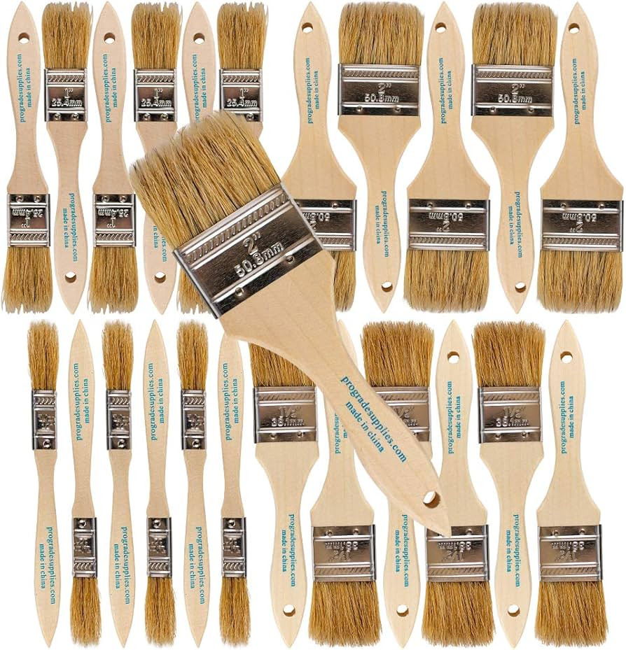 Pro-Grade - Chip Brush – Variety Pack – 24 Pack - Natural China Bristle Paintbrush Set for Ar... | Amazon (US)