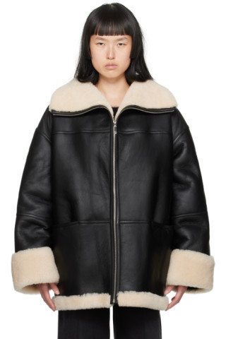 Black Signature Shearling Jacket | SSENSE