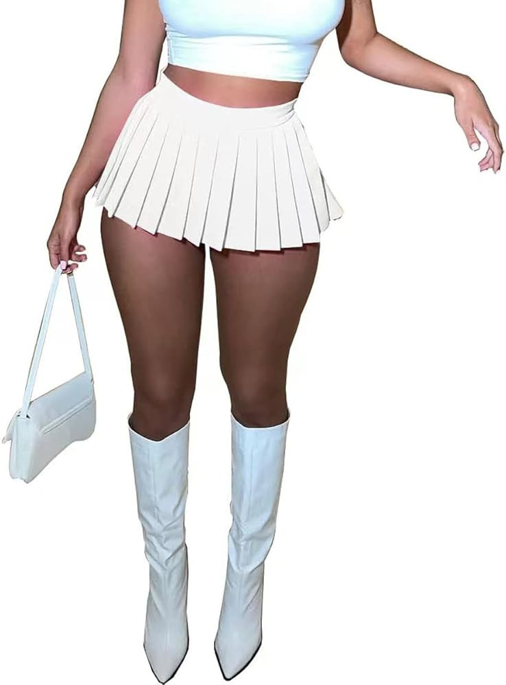 Women's Mini Pleated Skirts Sexy Club Y2k High Wiast Stretchy Tennis Skater A-line Skirt | Amazon (US)