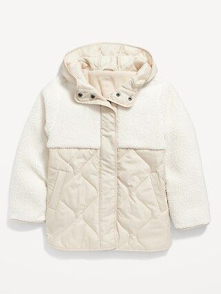 Hooded Sherpa Quilted Hybrid Coat for Girls | Old Navy (US)