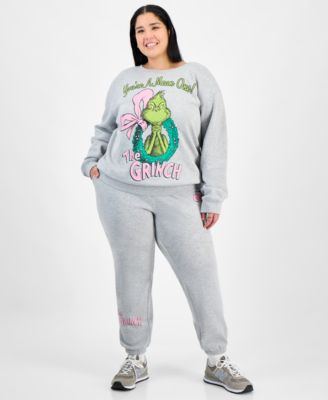 Love Tribe Trendy Plus Size Grinch Wreath Graphic Sweatshirt Grinch Wreath Graphic Sweatpants | Macy's