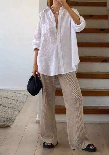 recreating Pinterest outfits!! 

casual + airy spring look i’m craving right now 
~ oversized linen button down
~ rib knit pants
~ slides
~ slouchy bag
~ pearl necklace 


#LTKSeasonal #LTKstyletip #LTKtravel