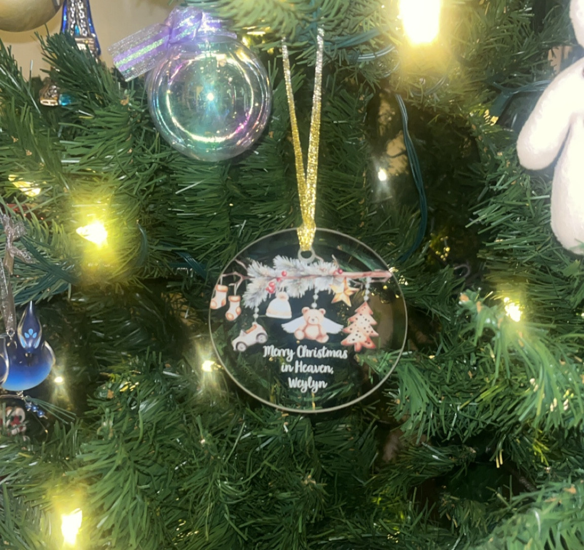 Merry Christmas in Heaven ornament! Memorial ornament, personalized! Honestly would be perfect for any miscarriage, stillbirth or infant loss families. 

#LTKSeasonal #LTKHoliday #LTKBaby