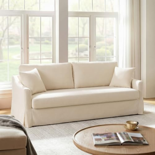 HULALA HOME 80" Farmhouse Slipcovered Sofa, 3 Seater Sofa Couch, Linen | Amazon (US)