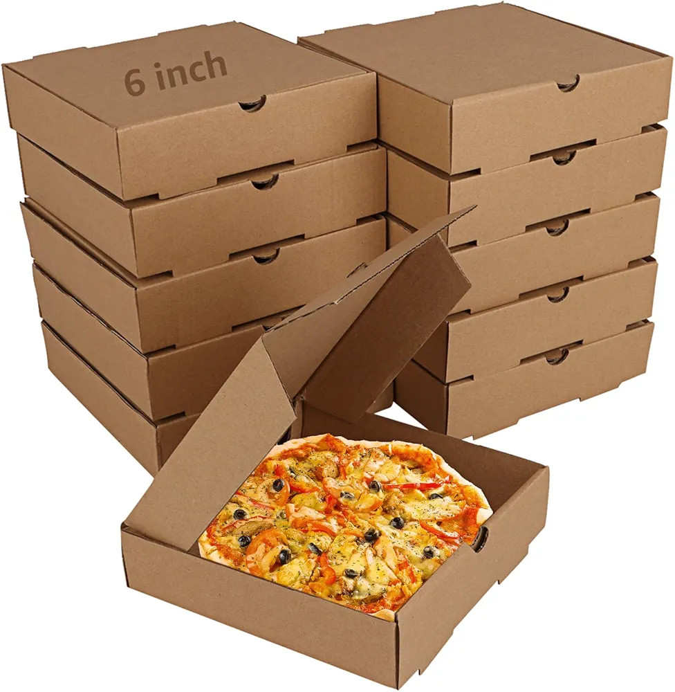 30 Pack 6 inch Kraft Corrugated Mini Pizza Boxes, 6.3 x 6.3 x1.57 inch Pizza Boxes, Take Out Smal... | Amazon (US)