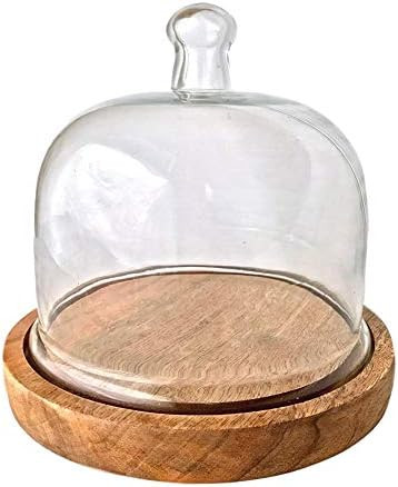 Wooden Cheese Dome - Cheese Platter with Glass Top and 8" Wooden Base | Rustic Decorative Cheese ... | Amazon (US)