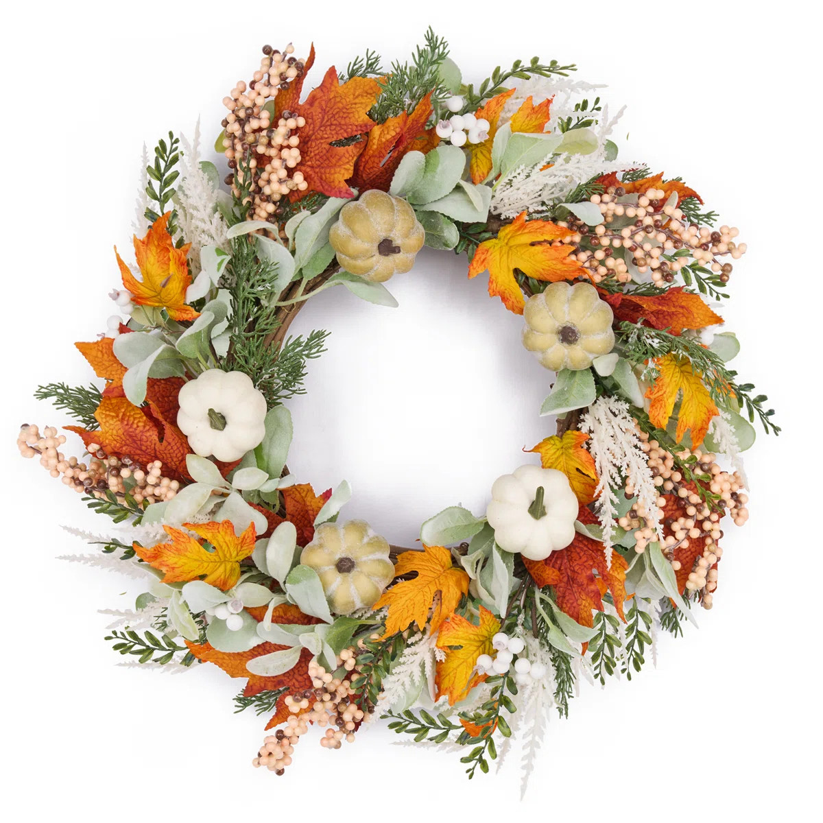 24" Artificial Handcrafted Pumpkin, Berries & Maple Leaves Fall Juliann | Wayfair North America