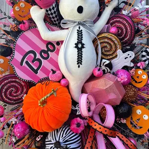 Ghost Wreath for Door, Halloween Mesh Wreath, Whimsical Halloween Wreath, Fall Wreath, Pumpkin Wr... | Etsy (US)