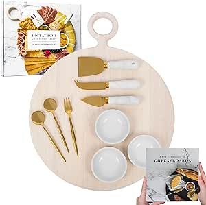 10 Piece Cheese and Charcuterie Board Set, White Wood, Host at Home by The Bamboo Abode, Cheese P... | Amazon (US)