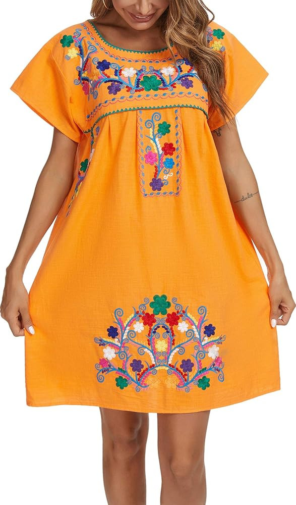 YZXDORWJ Women's Casual Skirt Boho Mexican Peasant Dresse Plus Size XXL Dress | Amazon (US)