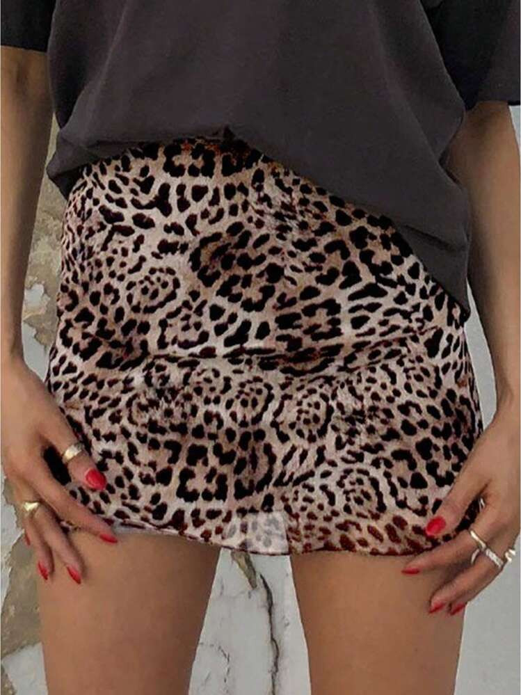 SHEIN SXY Women's Leopard Print Simple Daily Wear Skirt | SHEIN