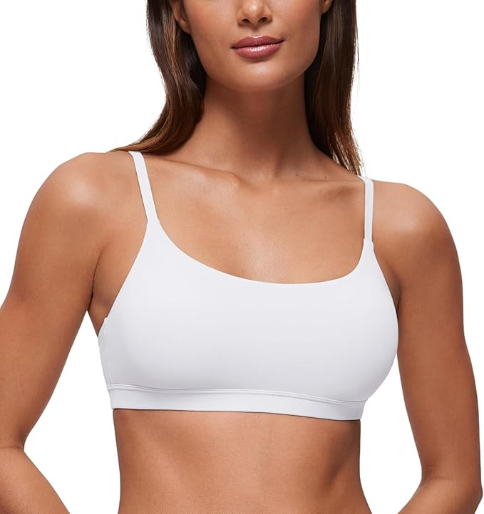 CRZ YOGA Softhold Women's Double Lined Bralettes - Scoop Neck Adjustable Straps Unlined Cami Wire... | Amazon (US)