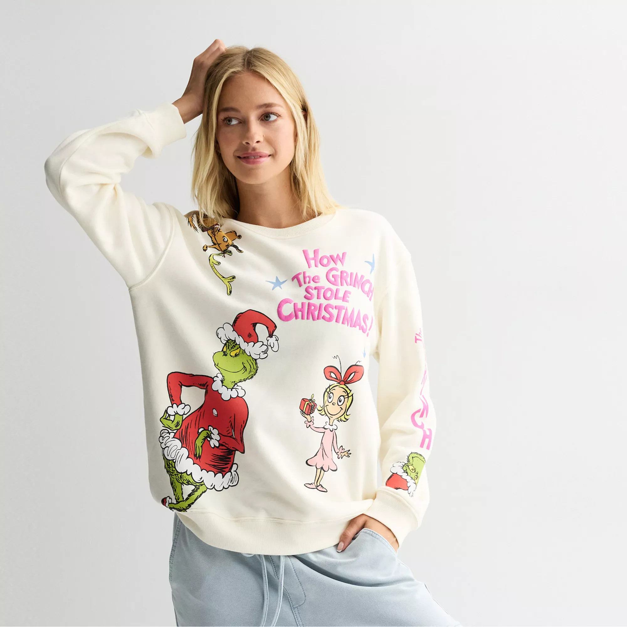Juniors' Grinch Graphic Crew Fleece Sweatshirt | Kohl's