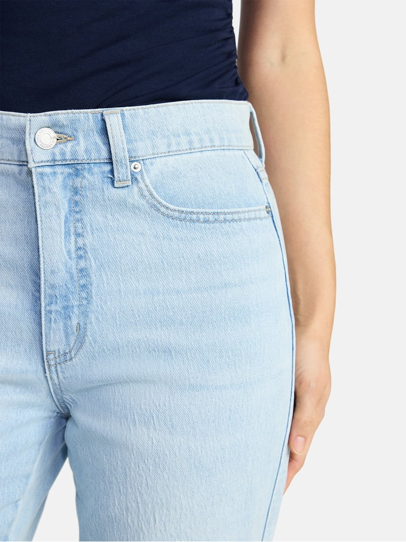 Time and Tru Women's High Rise Relaxed Straight Leg Jeans, 30" Inseam, Sizes 0-22 | Walmart (US)