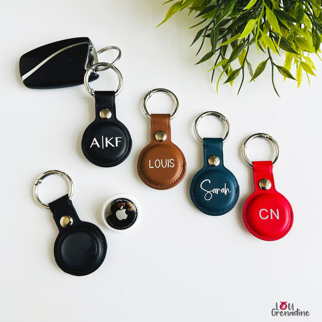 Personalized AirTag Holder, Custom AirTag Keychain, Vegan Leather AirTag Keychain, Custom AirTag ... | Etsy (US)