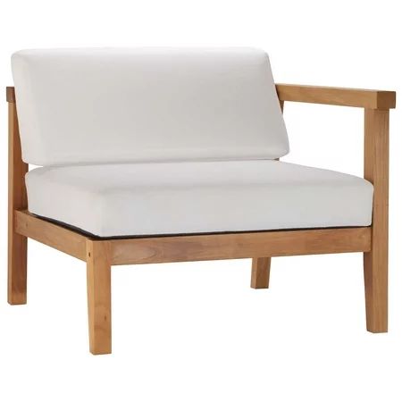Lounge Chair White Natural Teak Wood Fabric Modern Contemporary Outdoor Patio Balcony Cafe Bistro... | Walmart (US)