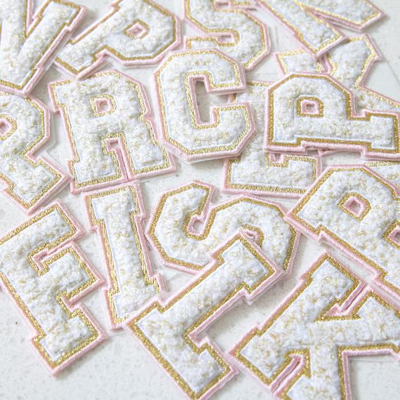 Blush and Gold Chenille Varsity Letter Patch ONLY - Adhesive Backing Monogram Patch Embroidery Pa... | Etsy (US)