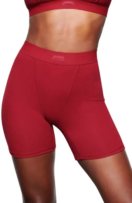 SKIMS Stretch Cotton Rib Boxers in Brick at Nordstrom, Size Xx-Small | Nordstrom