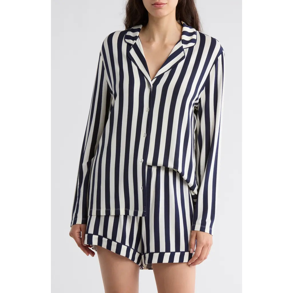 NORDSTROM RACK Tranquility Shortie Pajamas in Navy Flynn Stripe at Nordstrom Rack, Size Large | Nordstrom Rack