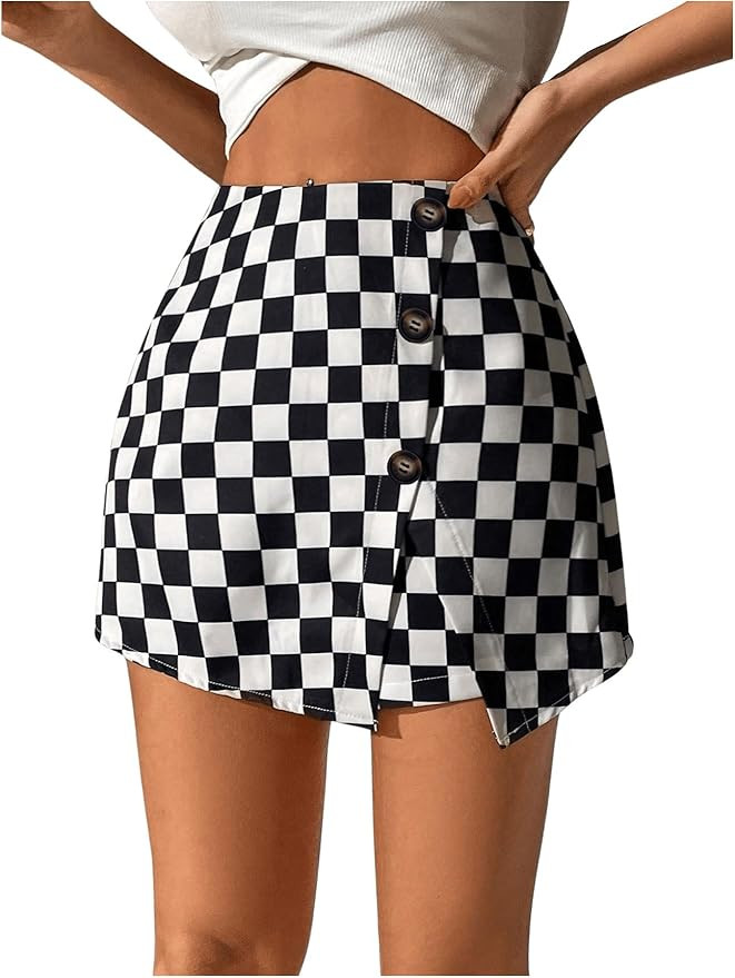 Floerns Women's Casual Asymmetrical High Waisted Bodycon Pencil Skirt Shorts | Amazon (US)