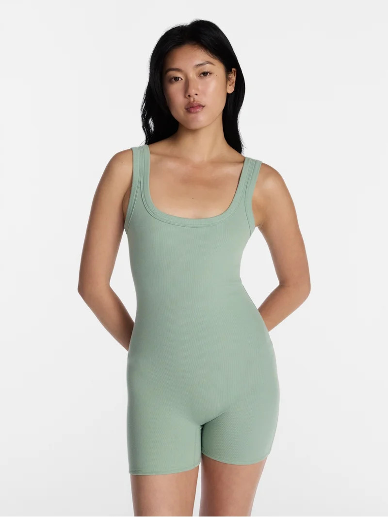 No Boundaries Cotton Stretch Ribbed Cozy Romper, Women's XS-XXXL | Walmart (US)