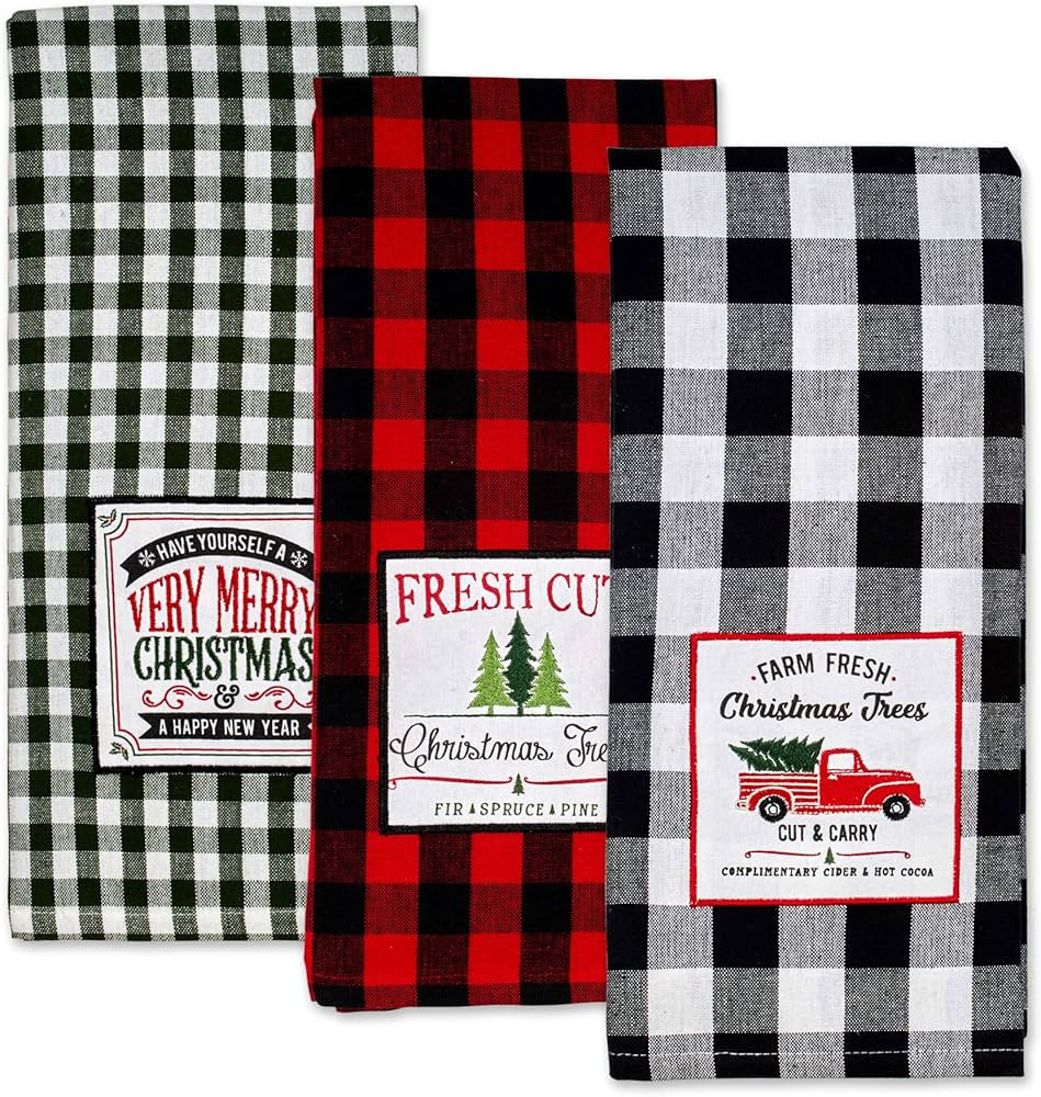 DII Holiday Kitchen Towels Embroidered Dish Towel Set, 18x28, Tree Farm, 3 Piece | Amazon (US)