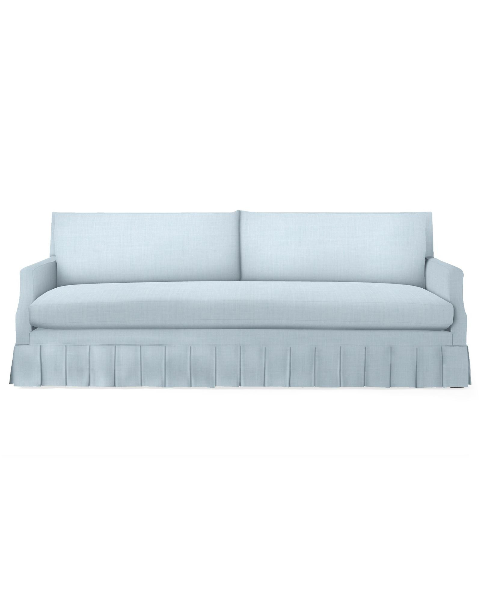 Grady Notch Arm Pleated Sofa - Sky Washed Linen | Serena and Lily