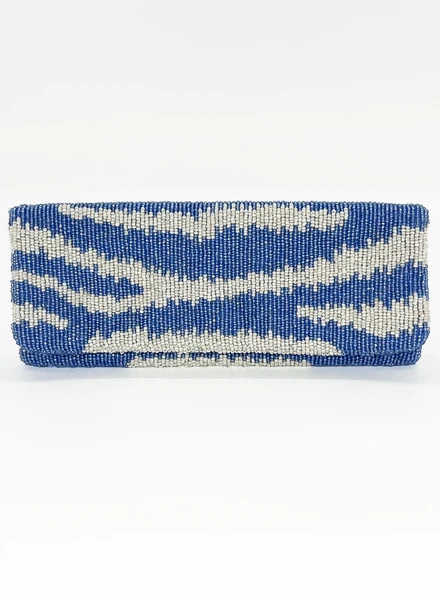 Beaded Clutch- Singita Blue White | Oliphant Design