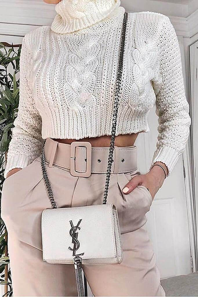 Cream Chunky Knit Cropped Jumper | ISAWITFIRST