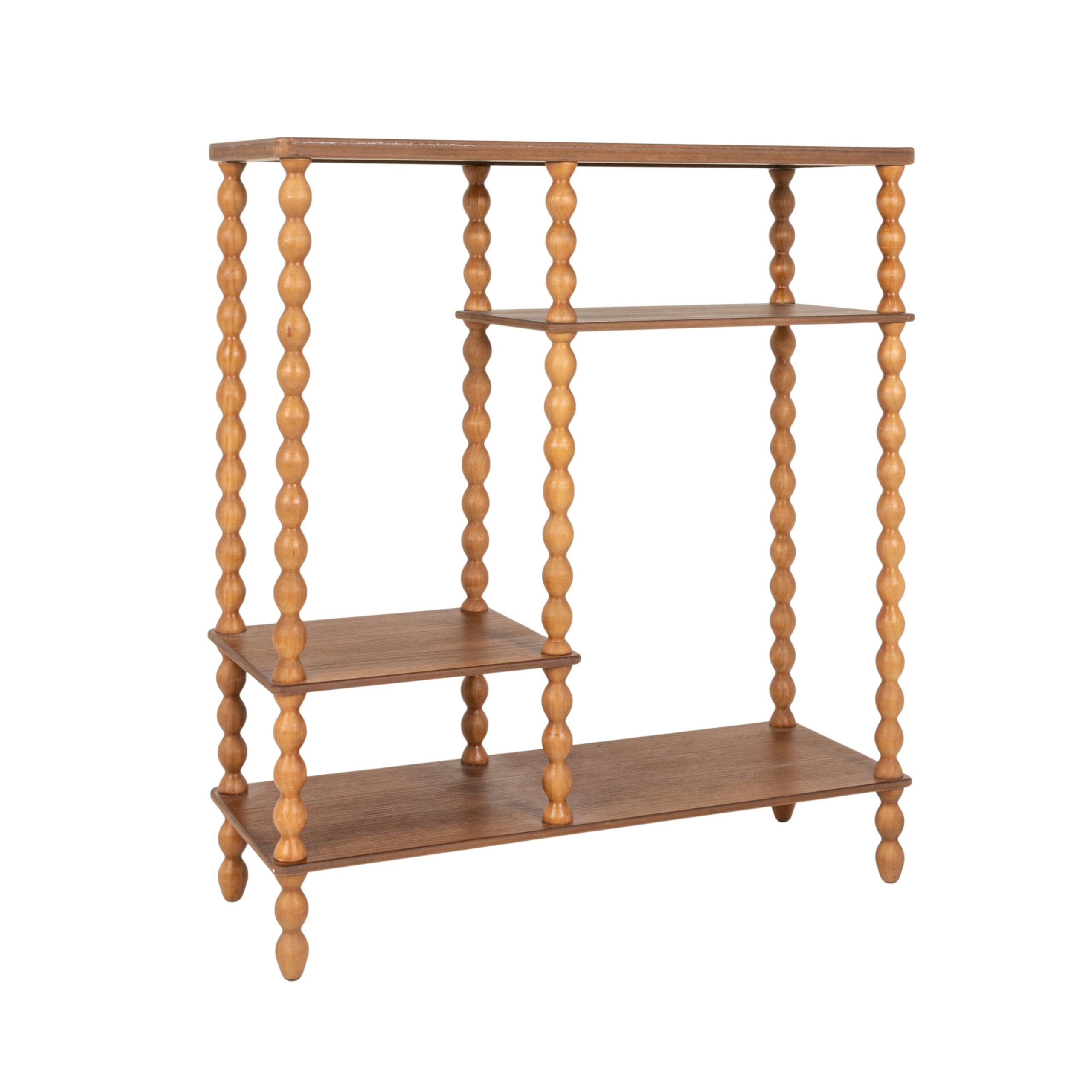 Creative Co-Op 4-Tier Asymmetrical Wood Spindle-Leg Display Shelf Unit, Walnut Brown | Amazon (US)