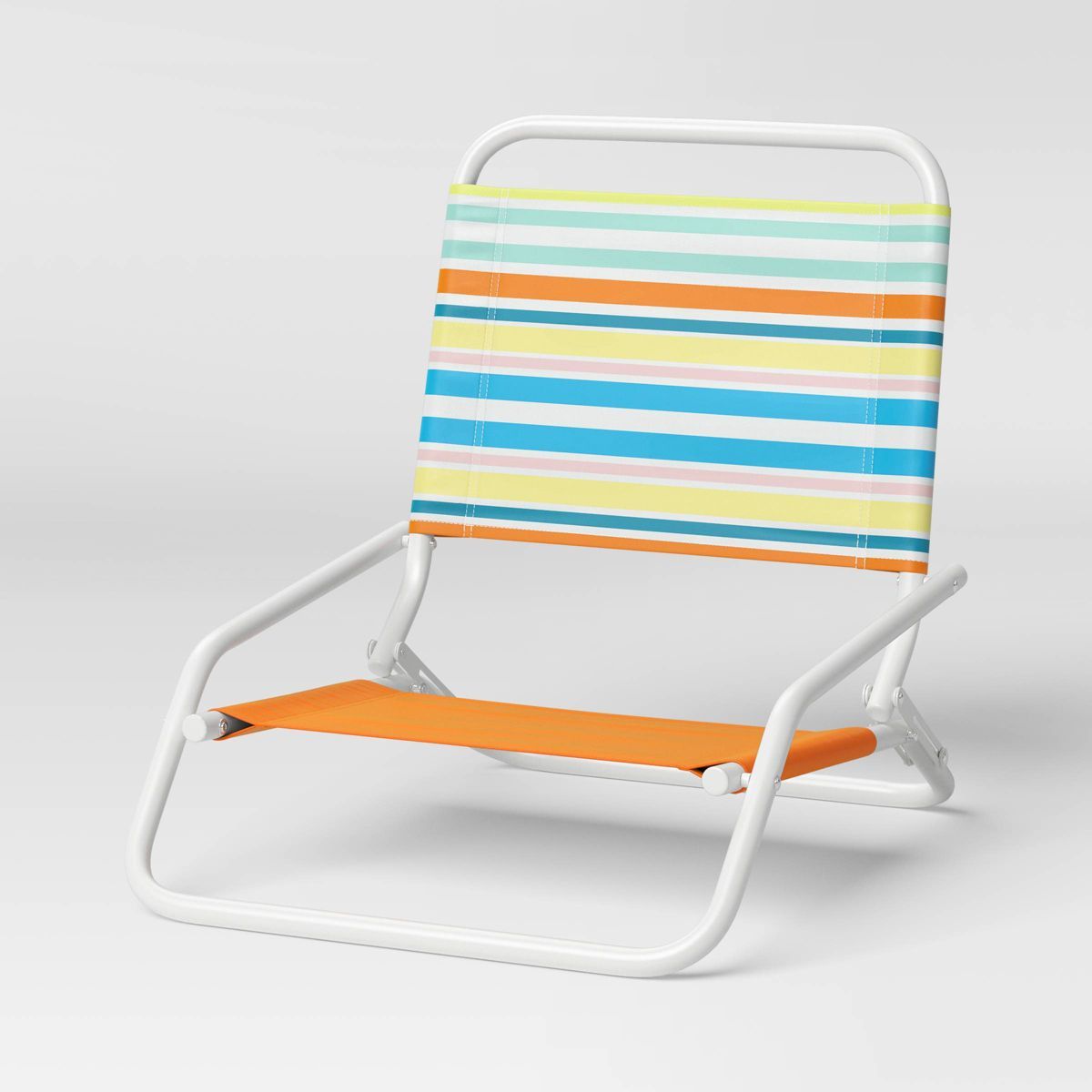 Recycled Fabric Sand Outdoor Portable Beach Chair Multi-Striped Rainbow - Sun Squad™ | Target