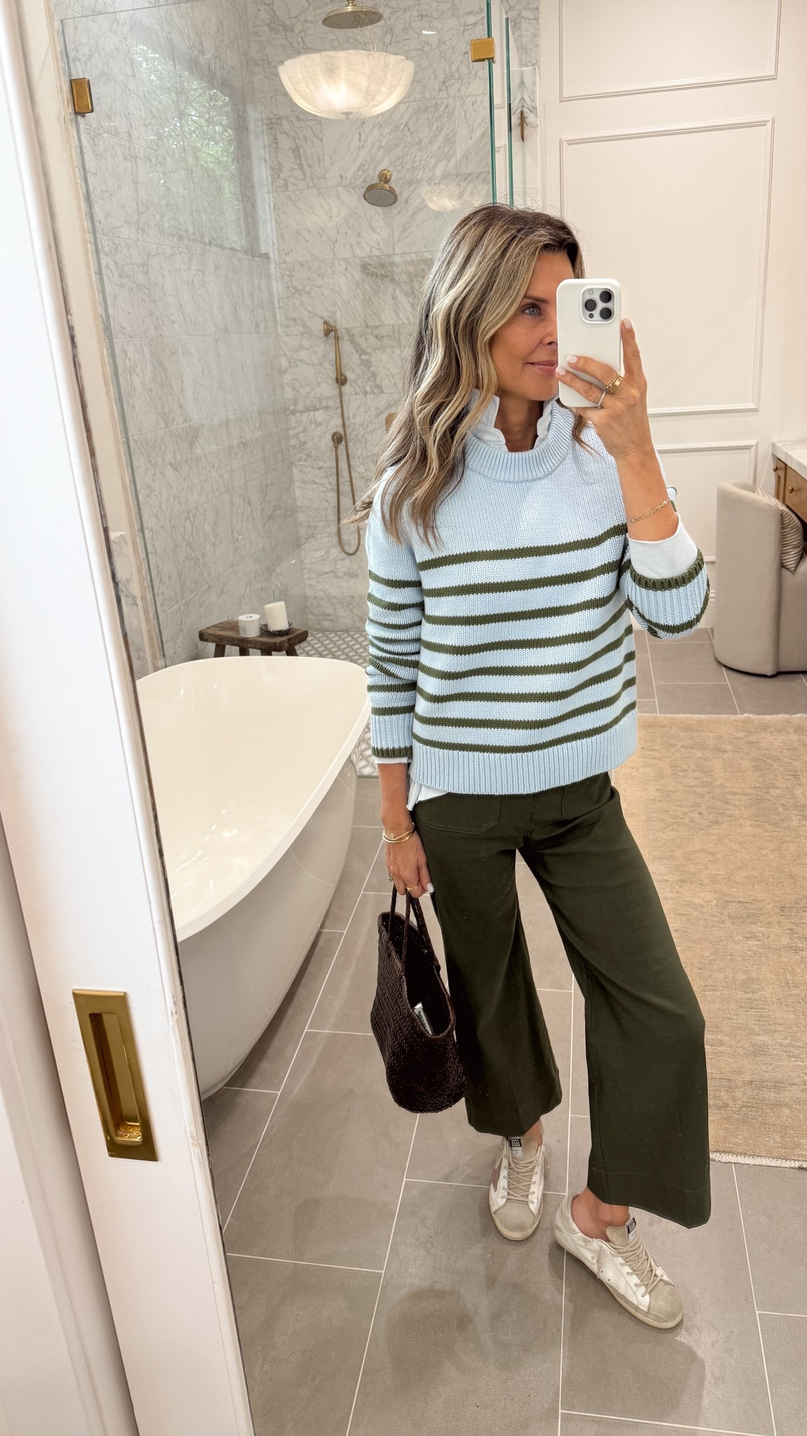 -Beautiful quality cotton sweater sz S 
My color way is on pre-order, has gone viral on Instagram. Love the blue and other colors available 
-polo top under sz S  it washes up perfectly for me.
-Colette pants TTS 


#LTKStyleTip #LTKOver40
