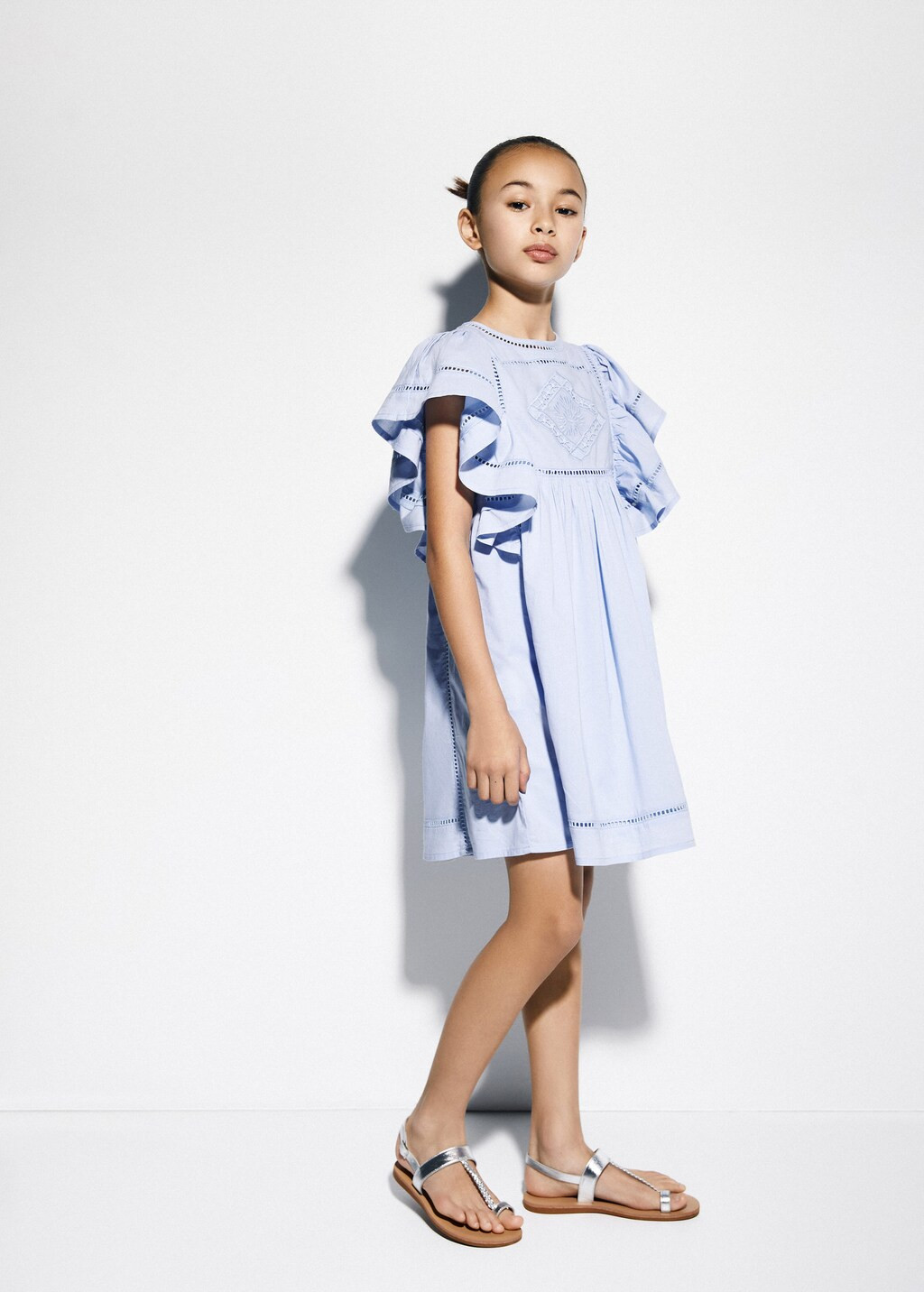 Broderie anglaise ruffled dress -  Girls | Mango Kids USA | MANGO (US)