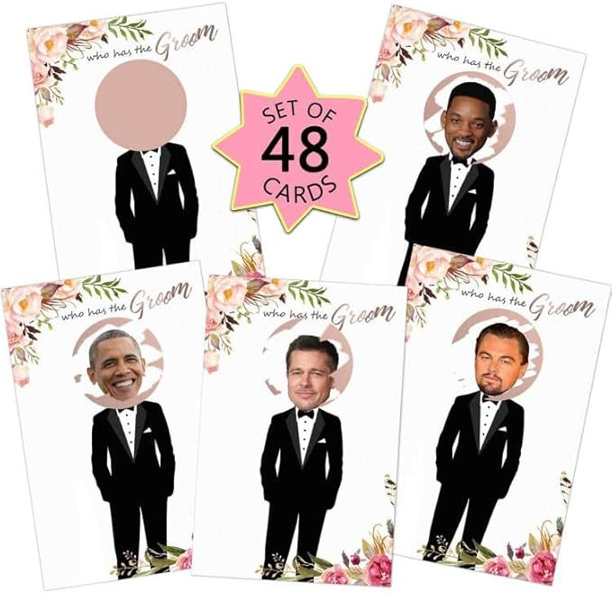 Floral Bridal Shower Games - Who Has The Groom Scratch Off Celebrity Cards Tickets for 48 Guests ... | Amazon (US)