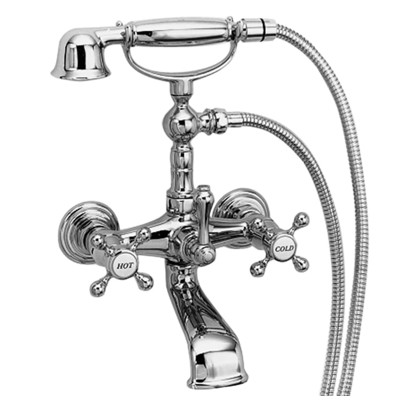 Newport Brass 934 Chesterfield Wall Mounted Clawfoot Tub Filler with Handshower and Metal Cross Hand | Build.com, Inc.