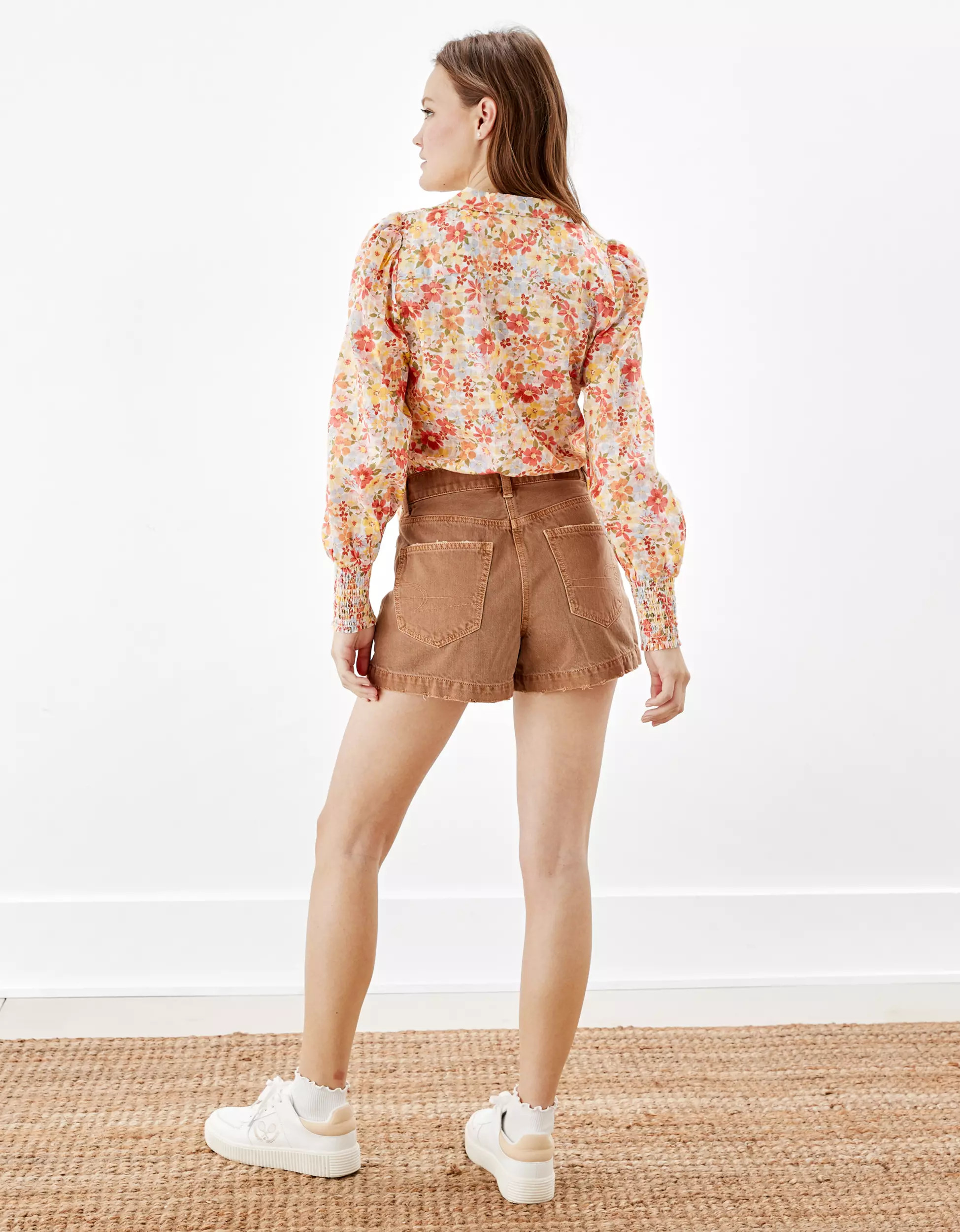 AE Long-Sleeve Wrap Tie-Front Blouse | American Eagle Outfitters (US & CA)