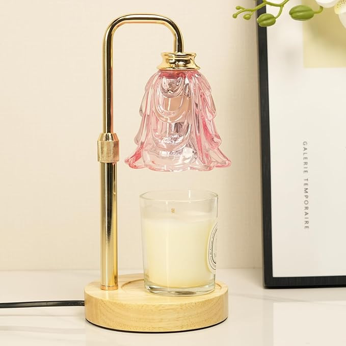 SupBri Candle Warmer Lamp with Timer, Pink Tulip Flower Glass Shade | Birthday Gifts for Women Mo... | Amazon (US)