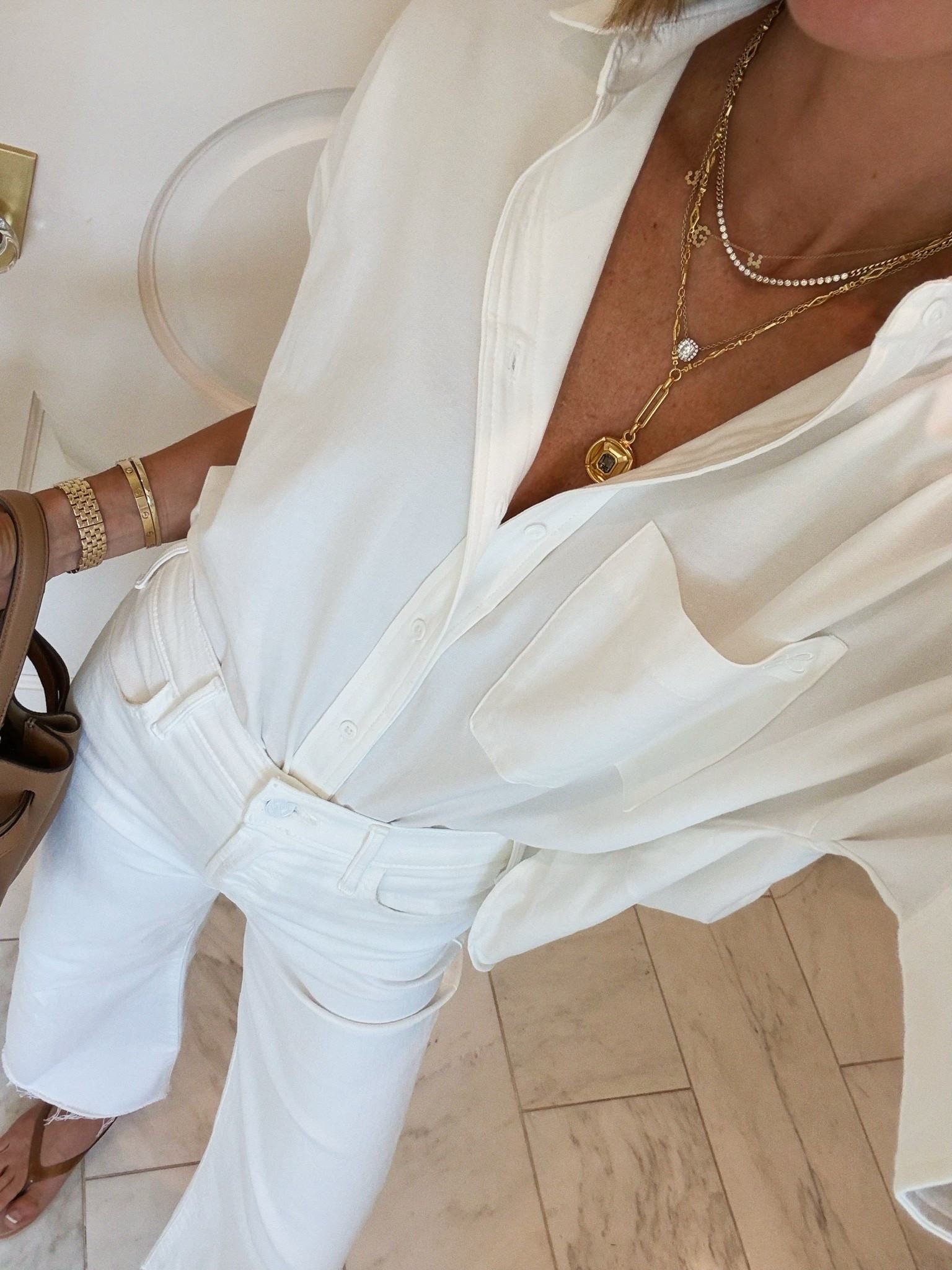 What I'm wearing today. Love this cropped button down- wearing size small and jeans fit tts