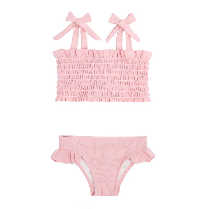 girls pink smocked bikini | minnow