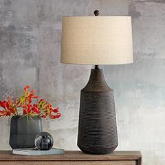 Rocco Black Hammered Jar Table Lamp | LampsPlus.com