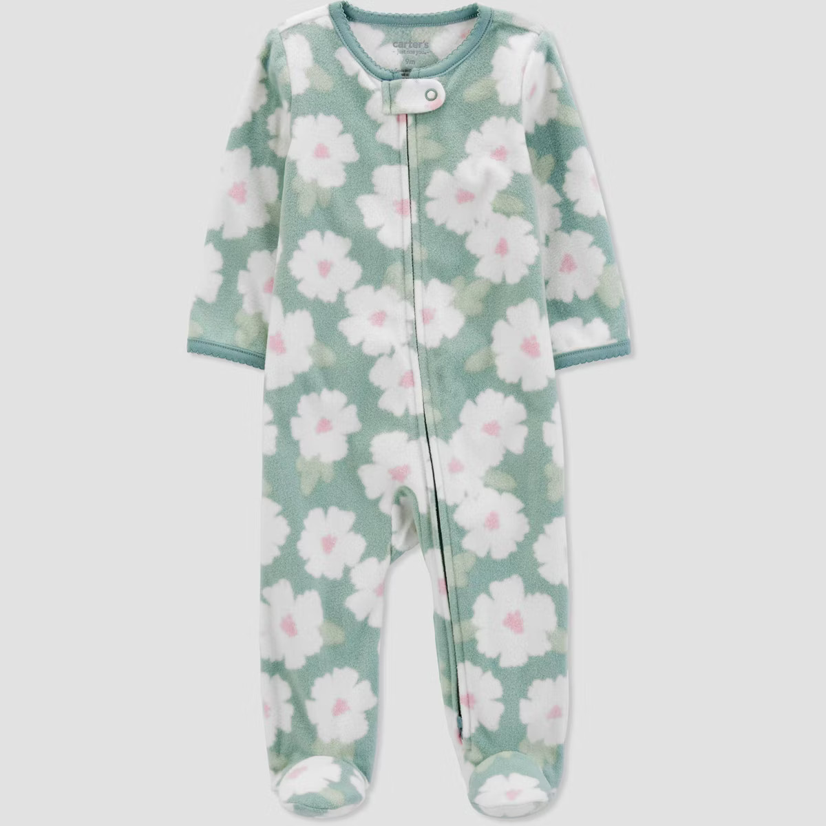 Carter's Just One You® Baby Girls' Floral Fleece Sleep N' Play - Sage | Target