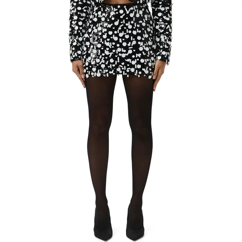 Naked Wardrobe Geometric Sequin Miniskirt in Black /White at Nordstrom Rack, Size Medium | Nordstrom Rack