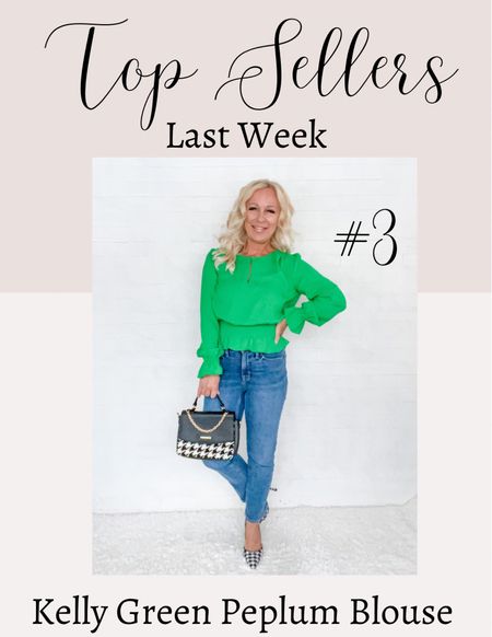 Last week’s #3 best seller: Kelly green peplum blouse!

#LTKFind #LTKSeasonal #LTKstyletip