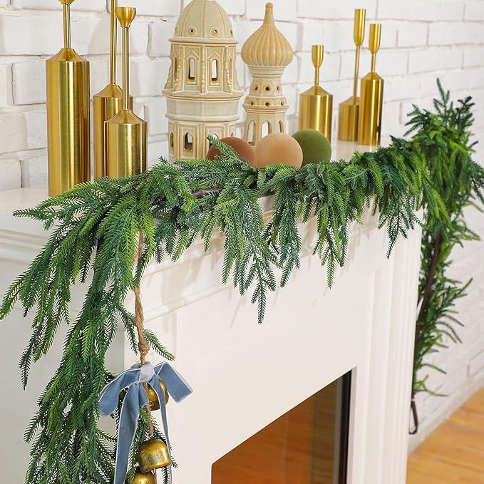 9ft Christmas Garland Decoration,Christmas Norfolk Pine Garland,Artificial Pine Greenery Garland ... | Amazon (US)