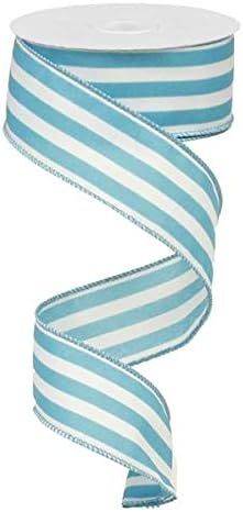 Vertical Stripe Wired Edge Ribbon - 10 Yards (Turquoise, 1.5") | Amazon (US)