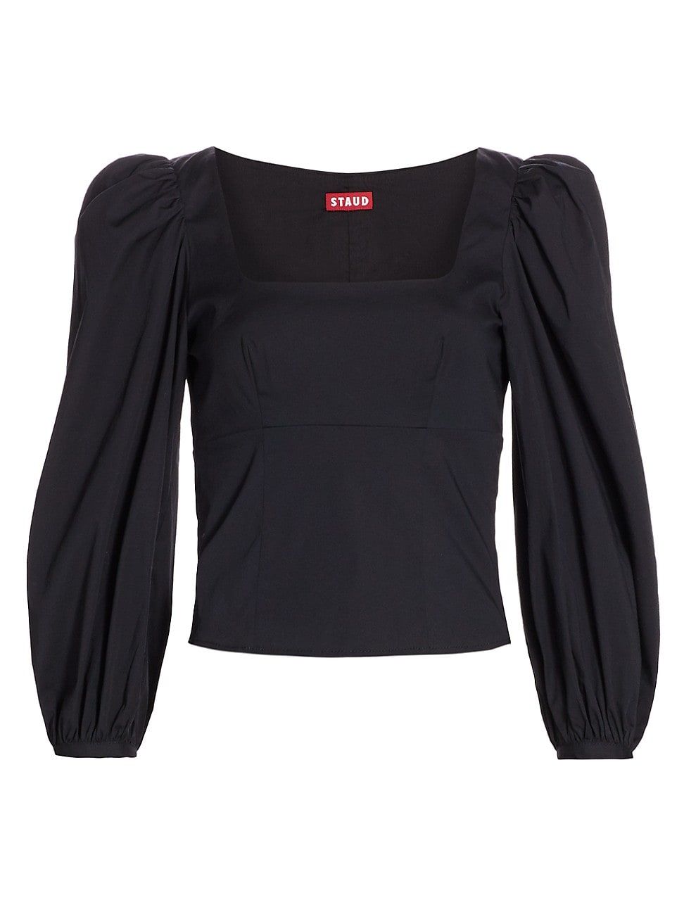 Staud Women's Lana Puff-Sleeve Top - Black - Size 0 | Saks Fifth Avenue