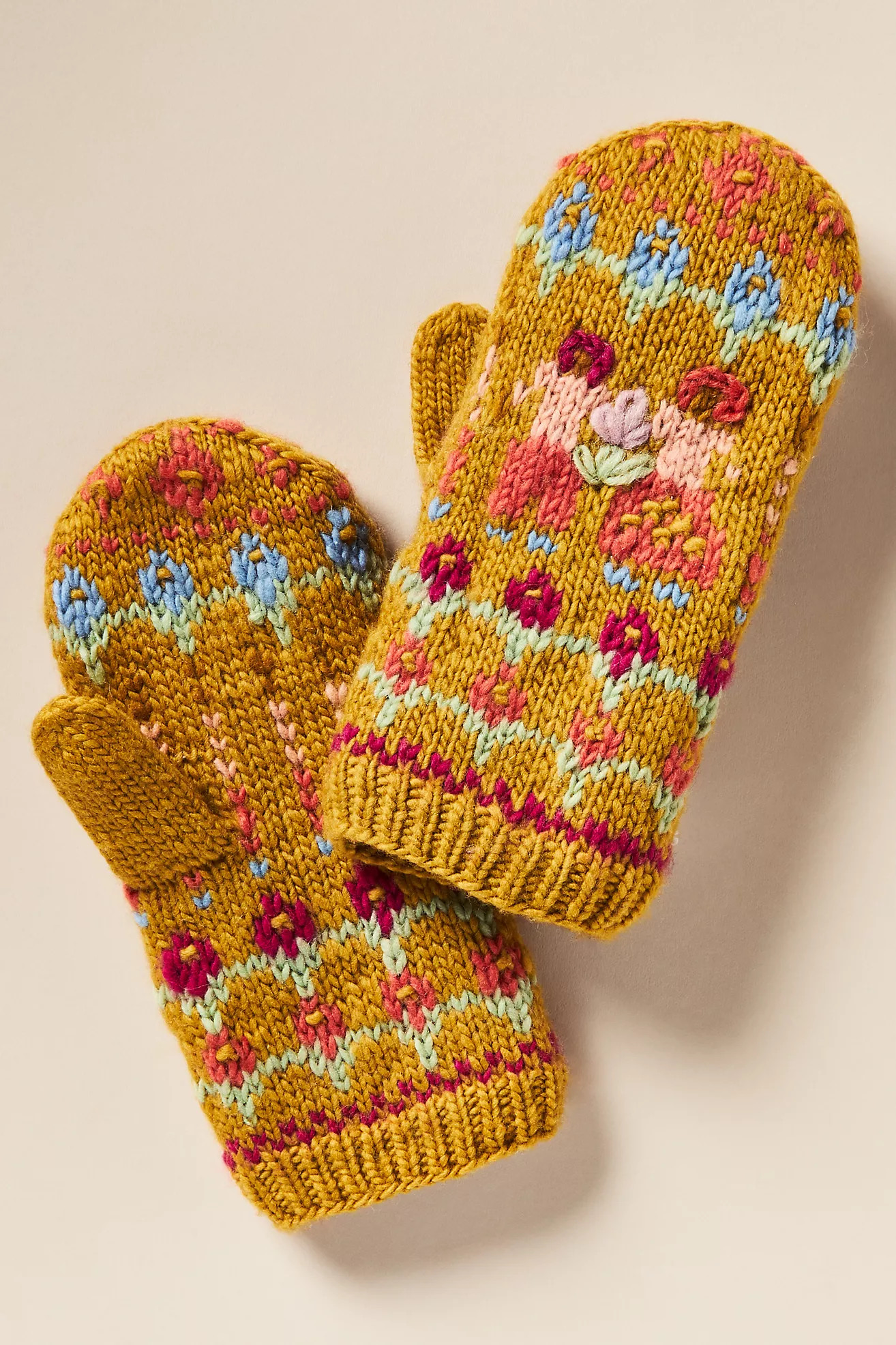French Knot Joyful People Mittens | Anthropologie (US)